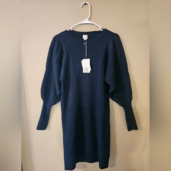 a new day Dresses & Skirts - A New Day Puff Sleeve Navy Sweater Dress size Xs